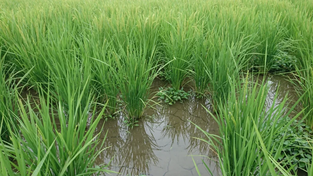除草作業時に枕地周辺が欠株しているほ場の画像