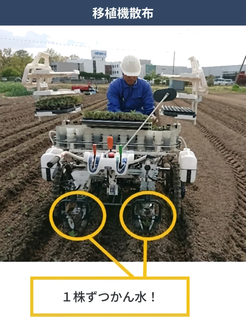 納豆菌の力を移植機で散布
